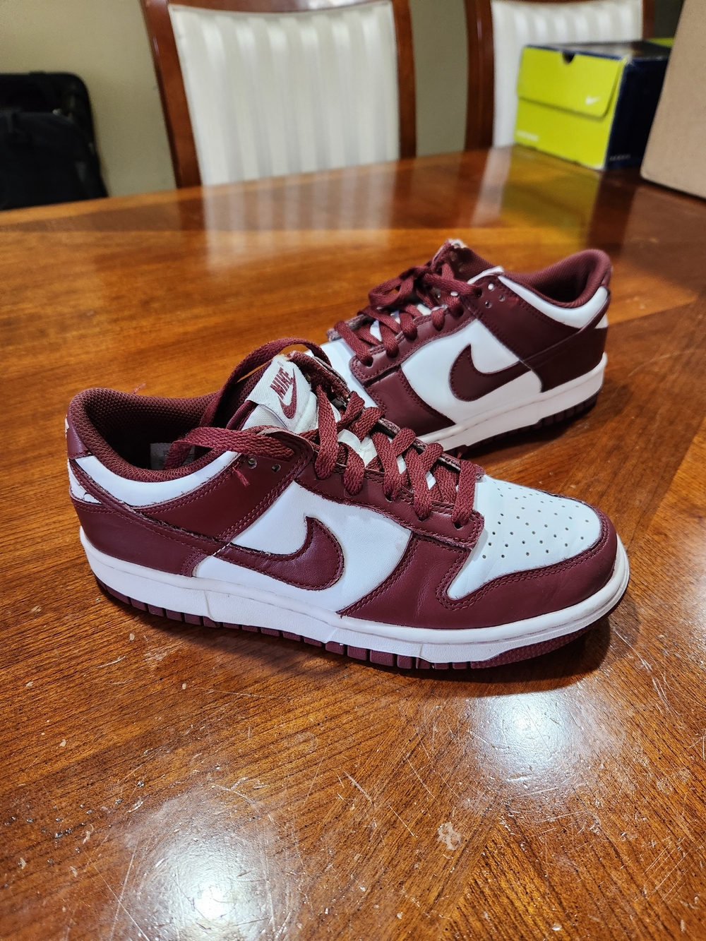 Nike Dunk Low Sneakers Maroon White Size 7 Youth Used Condition
